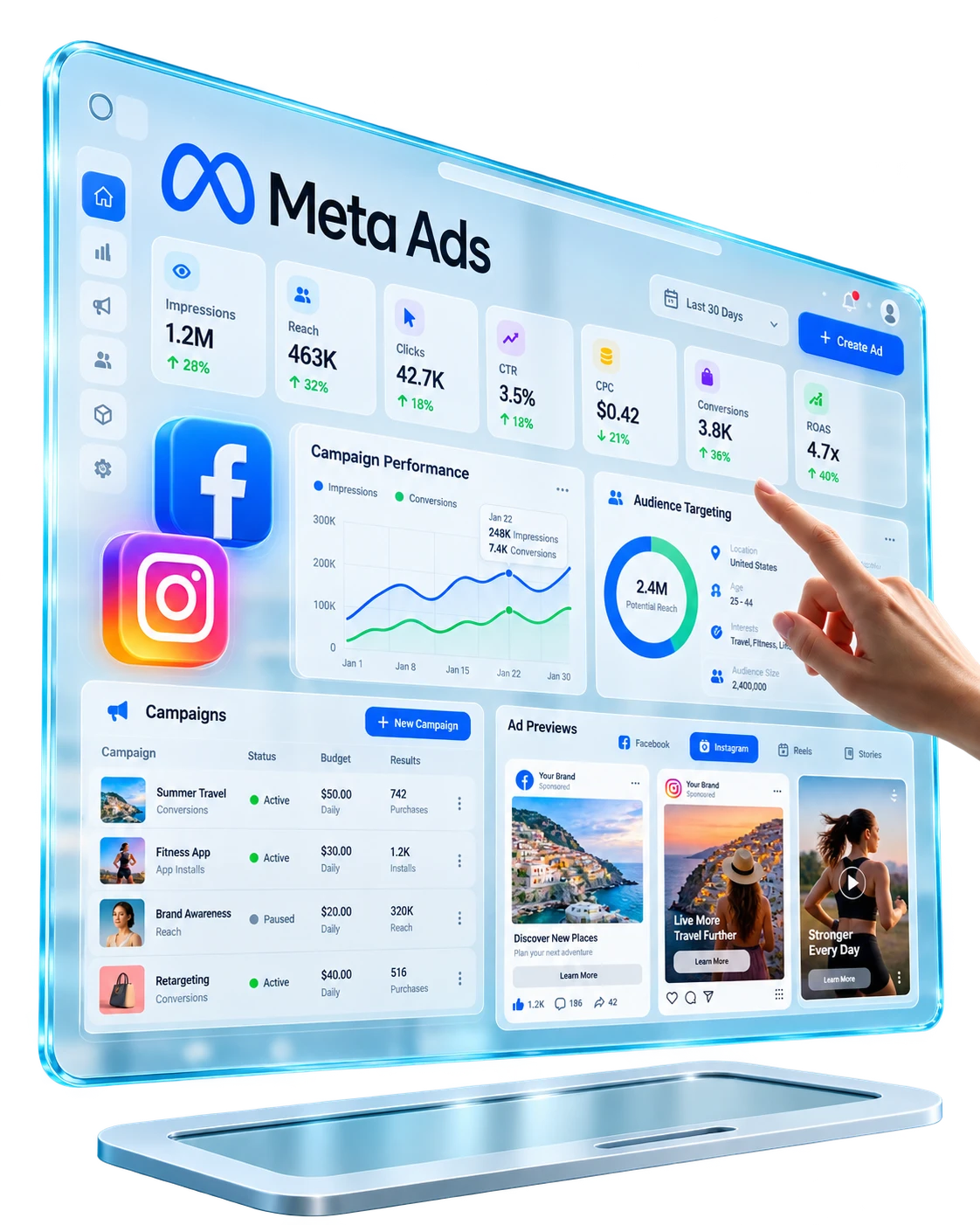 Facebook and Instagram ads managed by Phoenix Digitals